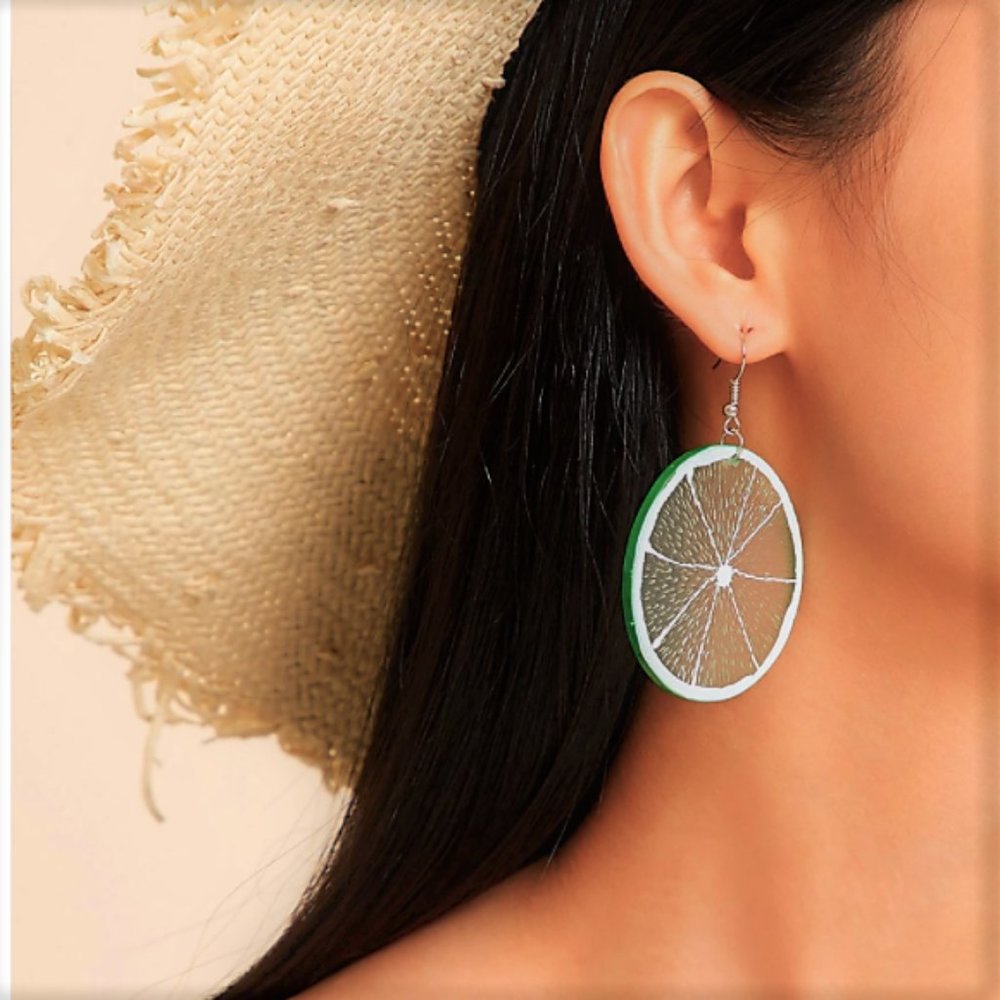 Lime slice earrings